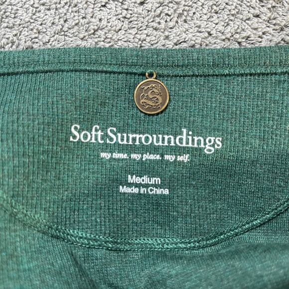 Soft Surroundings Shirt Womens Medium Green‎ Waffle Knit Zip Long Sleeve Artsy - Picture 5 of 9